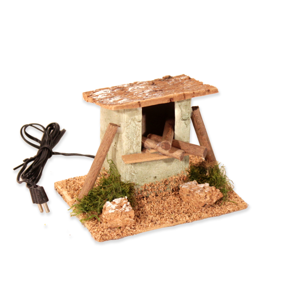 Décor pour crèche de Noël Petit Four au foyer ardent à LED 3,5V