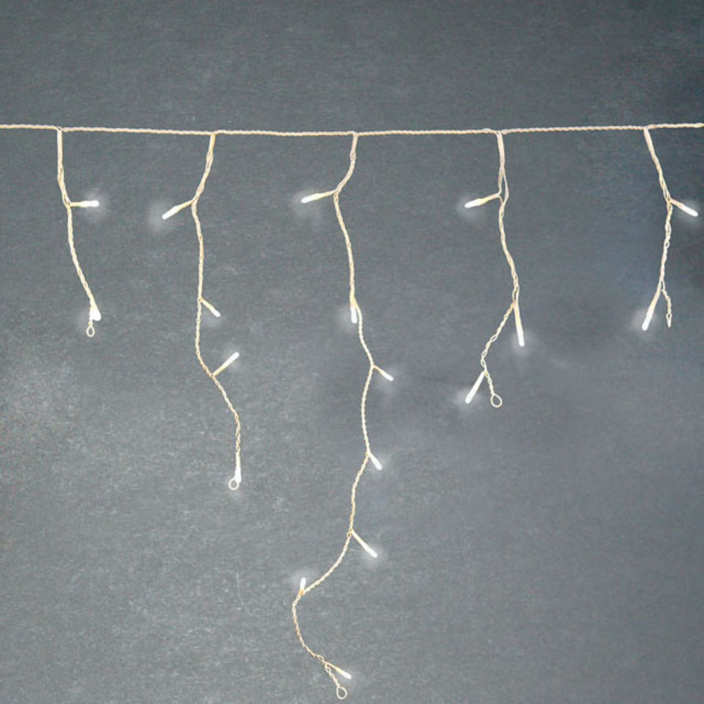 Rideau Stalactite solaire animé 128 led, blanc froid - 6m