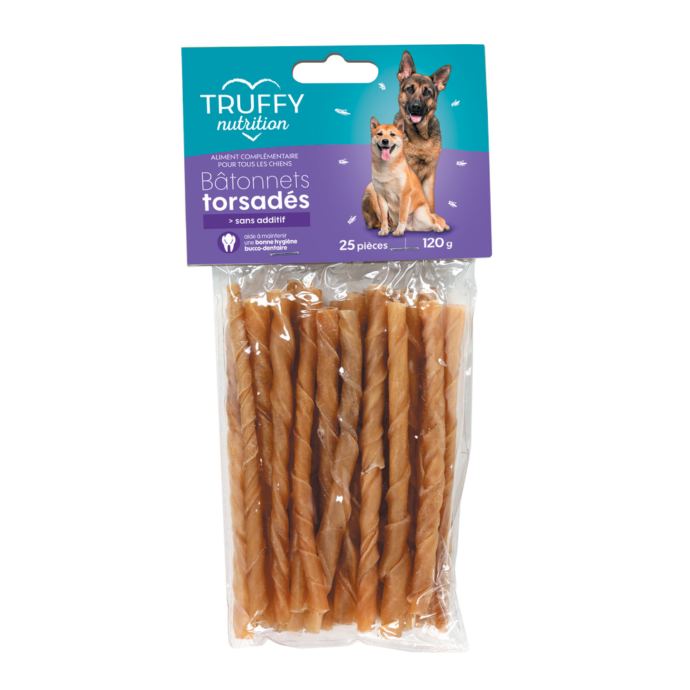 Bâtonnets torsadés pour chien Truffy nutrition X25 pièces 120g