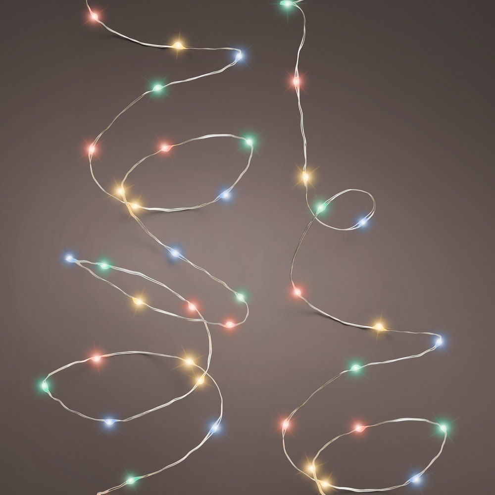 Guirlande lumineuse à piles 'Durawise' 100 micro-led, multicolore-4,9m