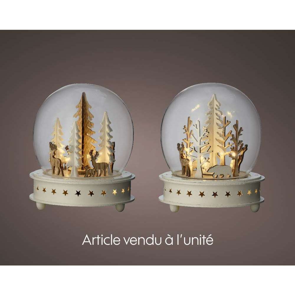 Décoration lumineuse Cloche paysage 10 LED blanc chaud D.15 H.17 cm