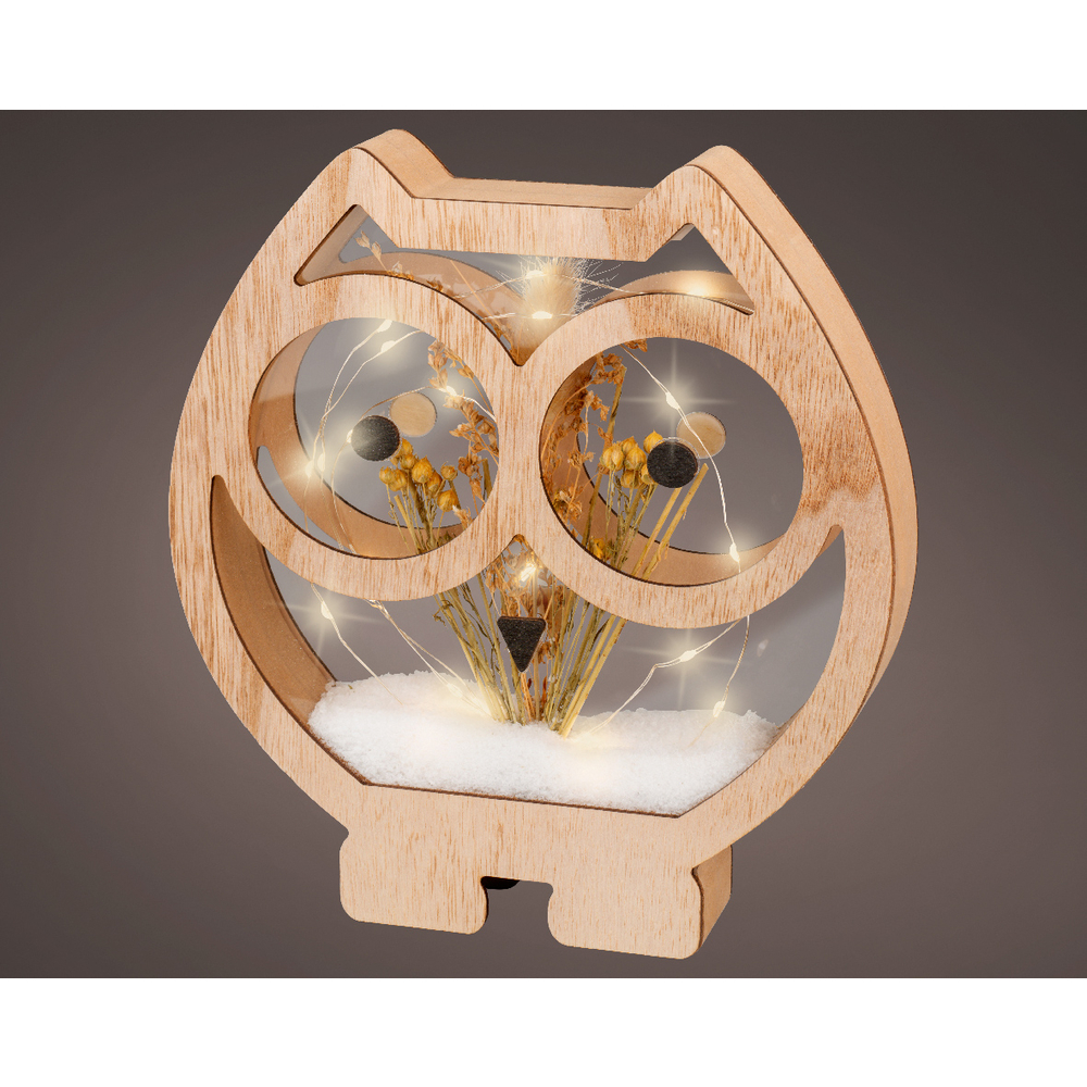 Décoration de Noël d'intérieur, Hibou LED blanches sur Pile 24cm