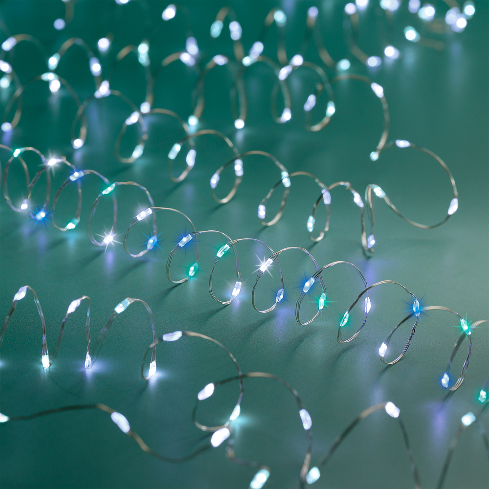 Guirlande lumineuse animée 240 micro-led, bleu multicolore - 12m