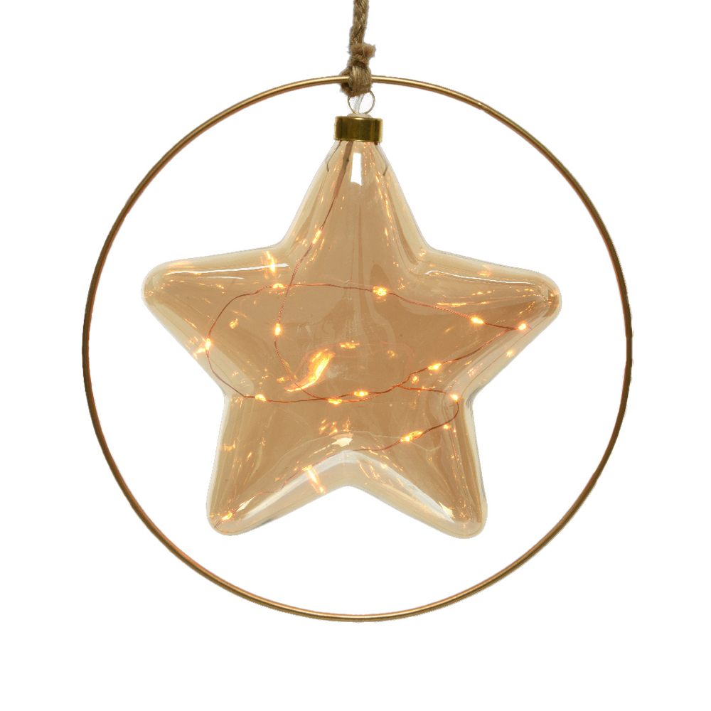 Déco de Noël Intérieur Cercle Etoile 15 Micro LED blanches Pile 26cm