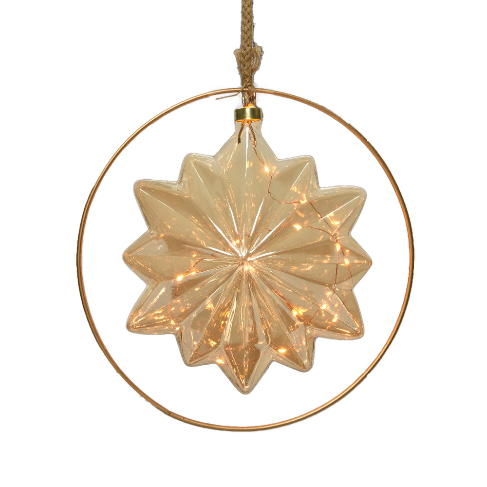 Déco de Noël d'intérieur Etoile 15 Micro LED blanches sur Pile 26cm