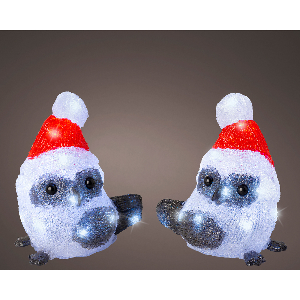 Déco de Noël Extérieur Chouette acrylique sur pile LED blanche H.17cm