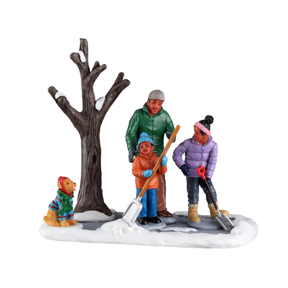 Déblayage de l'allée, scène miniature de village de Noël