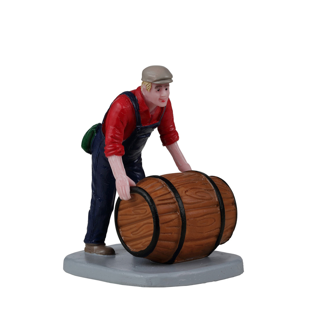 Le tonneau métallique, scène miniature de village de Noël