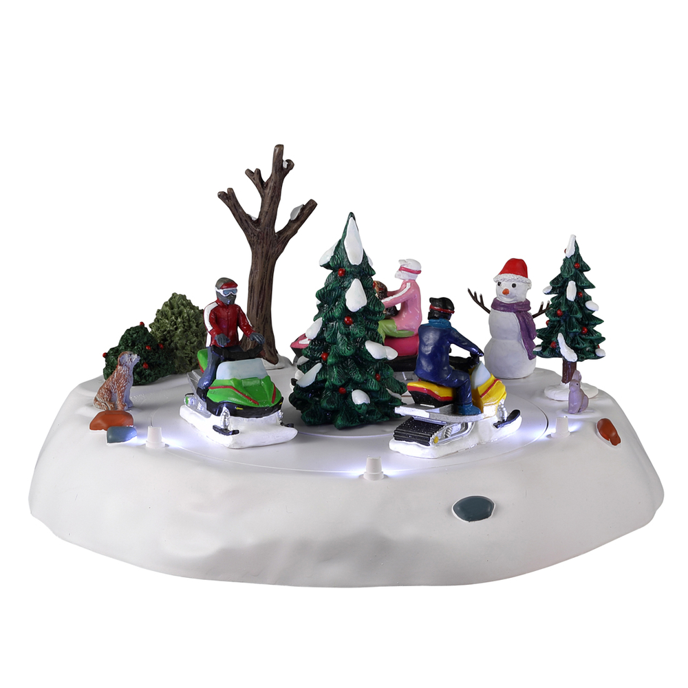 Scène villageoise - Plaisirs d'hiver en motoneige L 23.3 x l 24.5