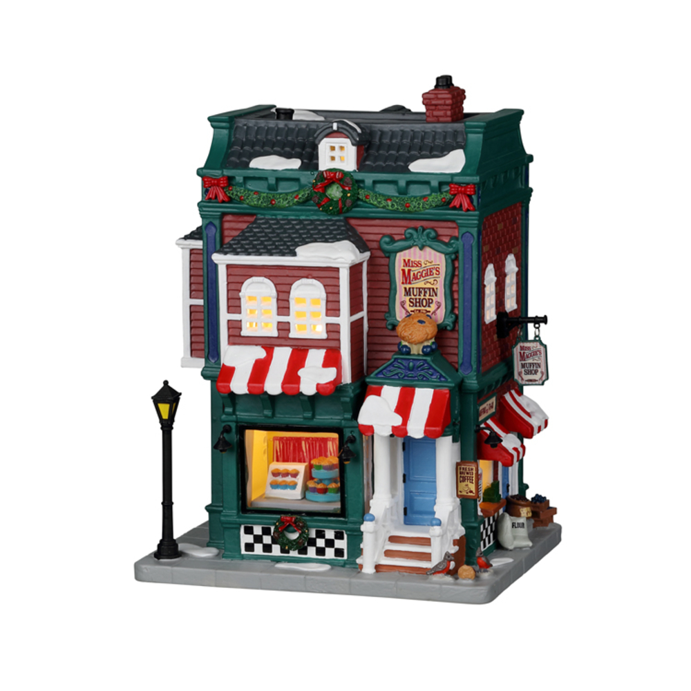 Boutique de Muffins éclairée pour village de Noël L 13,5 l 17 H 22cm