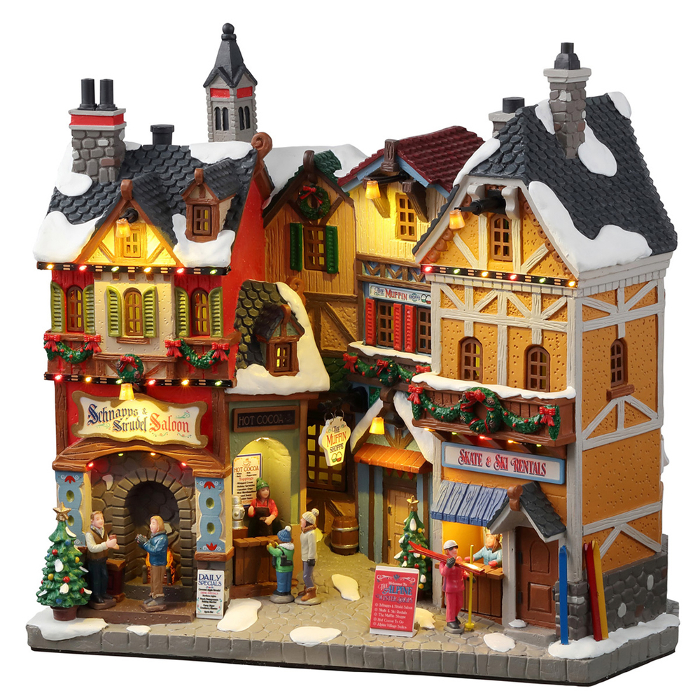 Ensemble de Magasins alpins de sports d'hiver éclairés 11.5 x 28cm