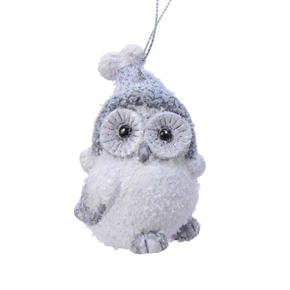 Suspension de Noël chouette, coloris gris 8,20cm