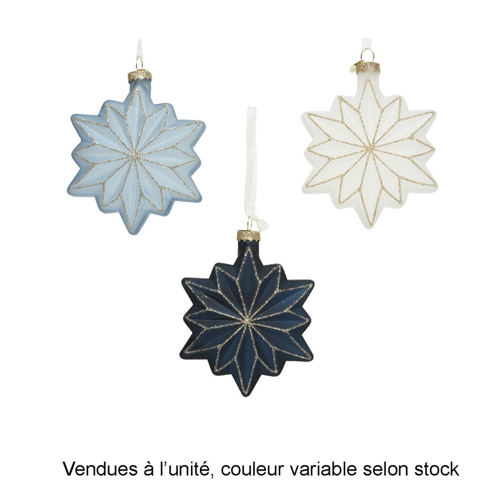Suspension de Noël en verre : étoile, coloris blanc - H.10,5cm