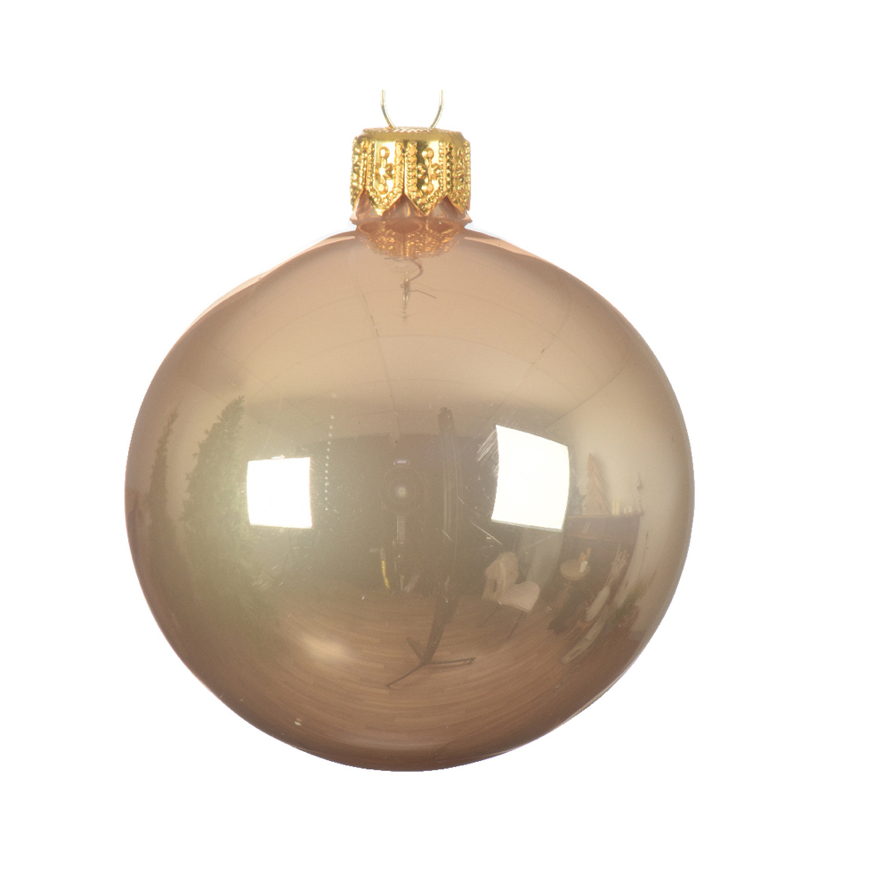 Boule de Noël en verre émaillé coloris Caramel D.7cm 