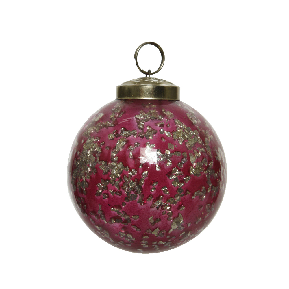 Boule de Noël en verre à l'effet vieilli coloris Acajou D.10cm 