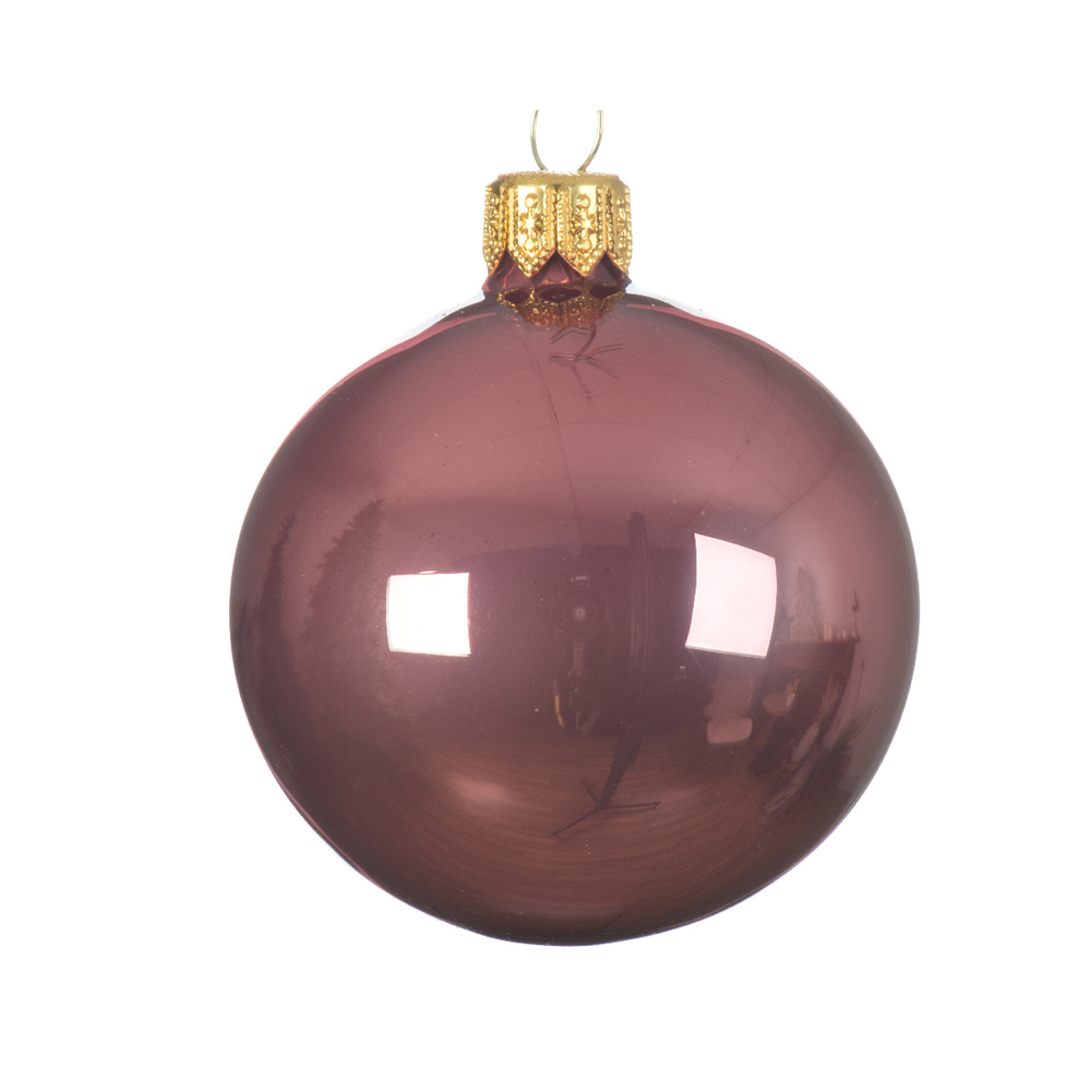 Boule de Noël en verre émaillé coloris Vieux Rose D.7cm