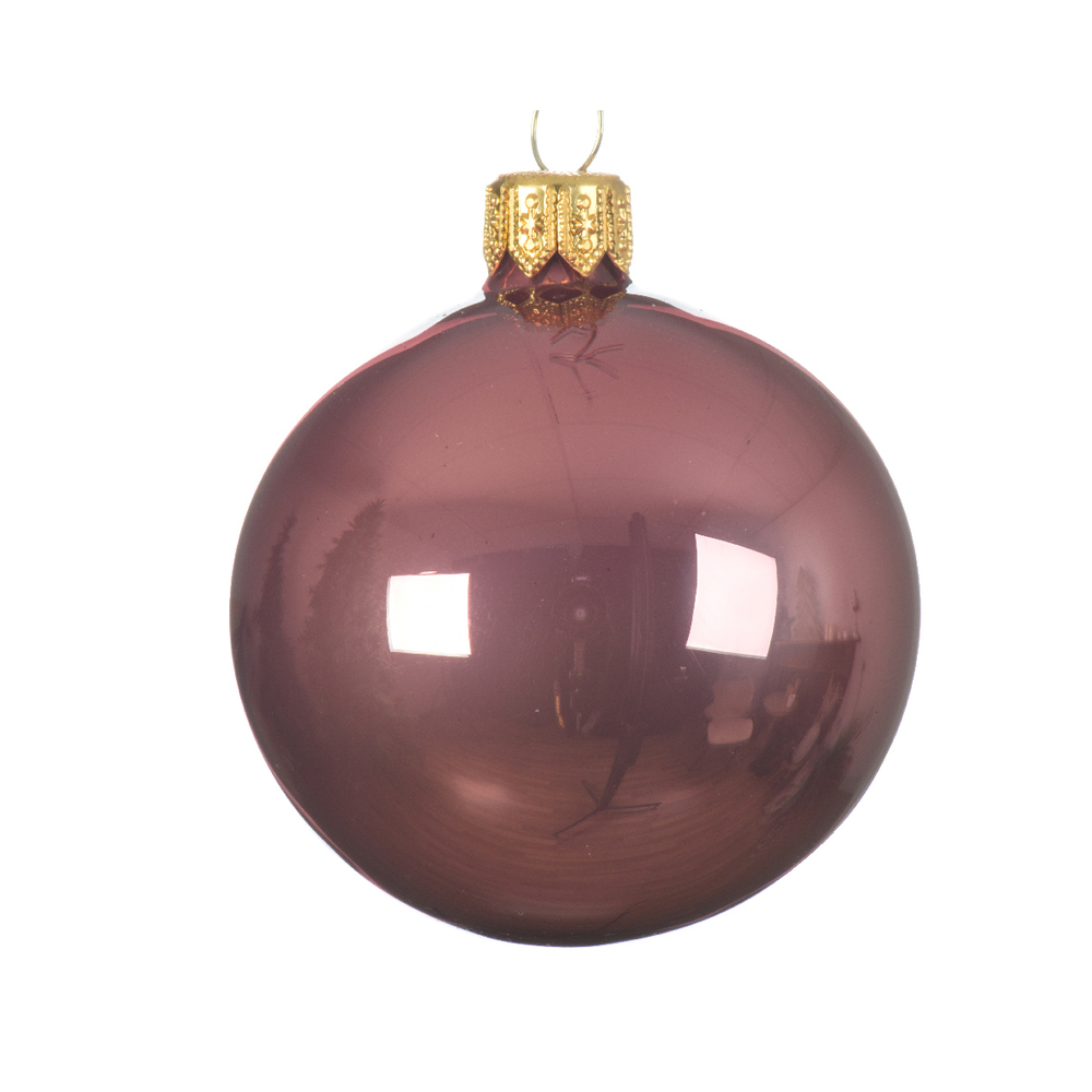 Boule de Noël en verre émaillé coloris Vieux Rose D.10cm