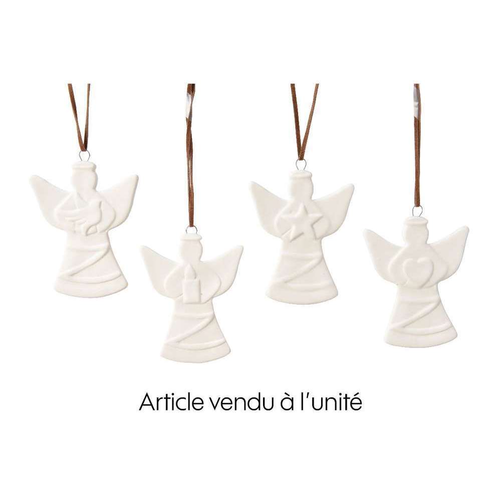 Suspension pour sapin de Noël Ange en porcelaine blanc H.5cm