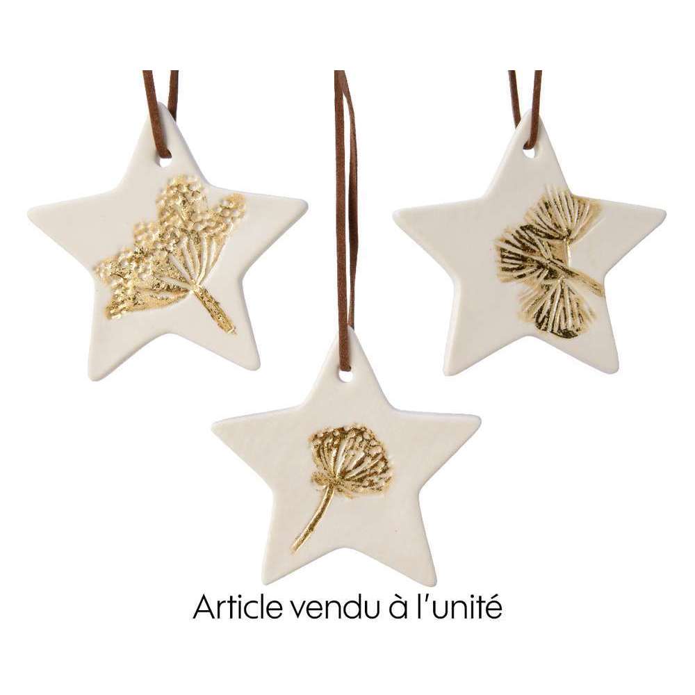 Suspension pour sapin de Noël Etoile en porcelaine blanche H.5cm