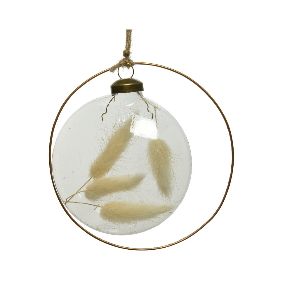 Suspension de Noël : anneau avec des fleurs séchées - D.13cm