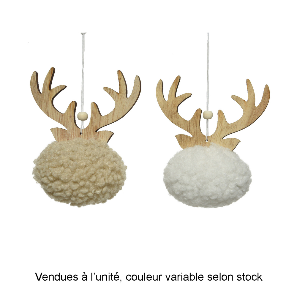 Suspension de Noël en polyrésine : cerf, coloris variables - H.13cm