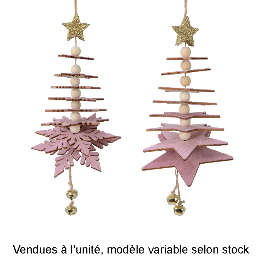 Suspension de Noël : petit sapin alternatif, coloris rose - H.30cm