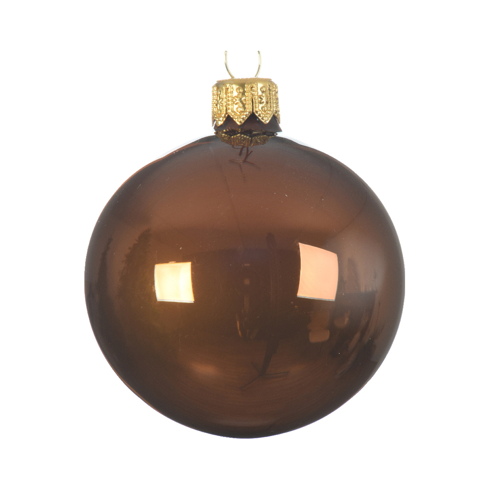 Boule de Noël en verre émaillé coloris Canelle D.7cm