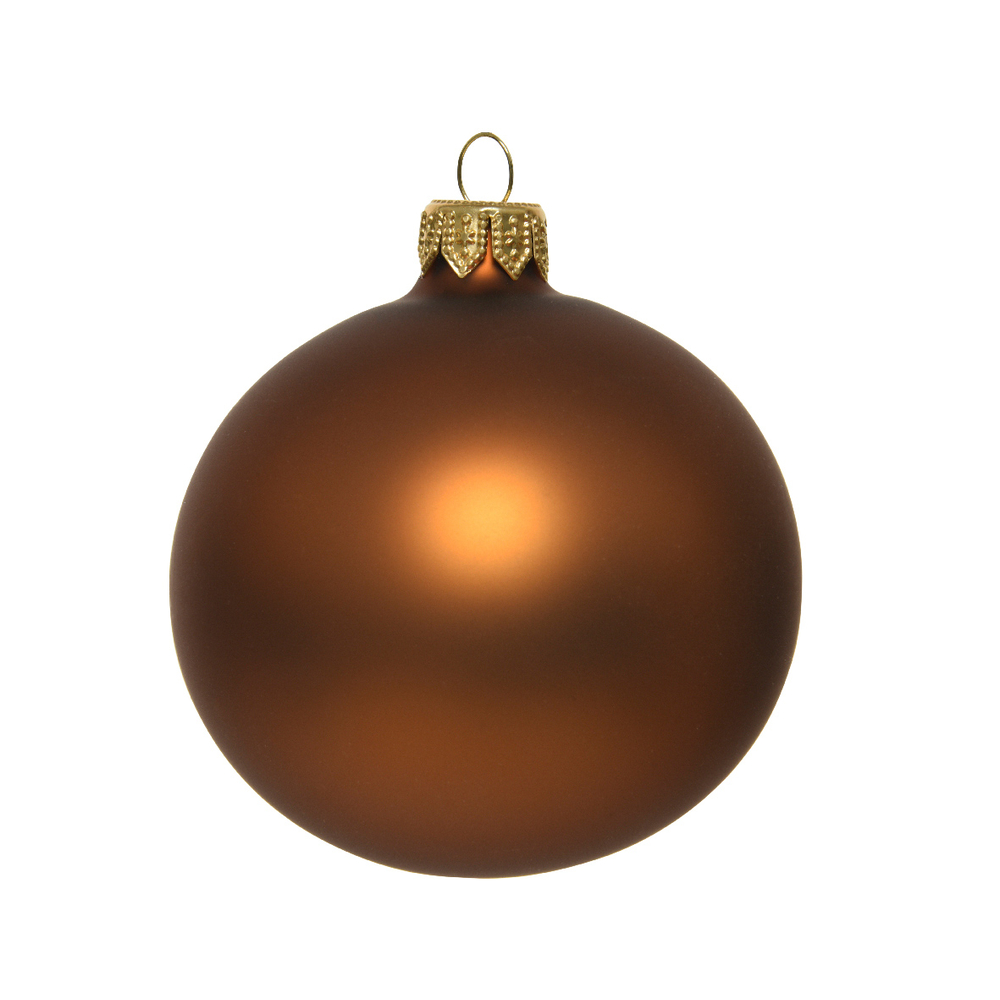 Boule de Noël en verre mat coloris Canelle D.7cm