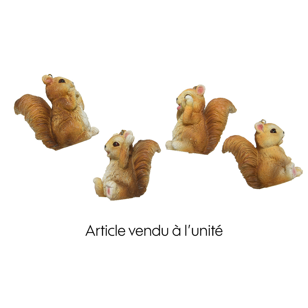 Suspension pour sapin de Noël Ecureuil en polyrésine H.6,5cm