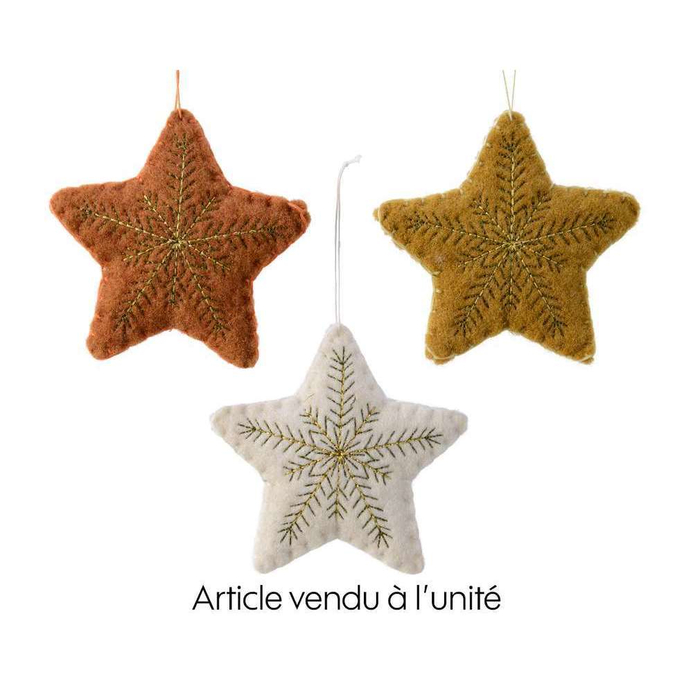 Suspension pour sapin de Noël Etoile broderie multicolore 11cm