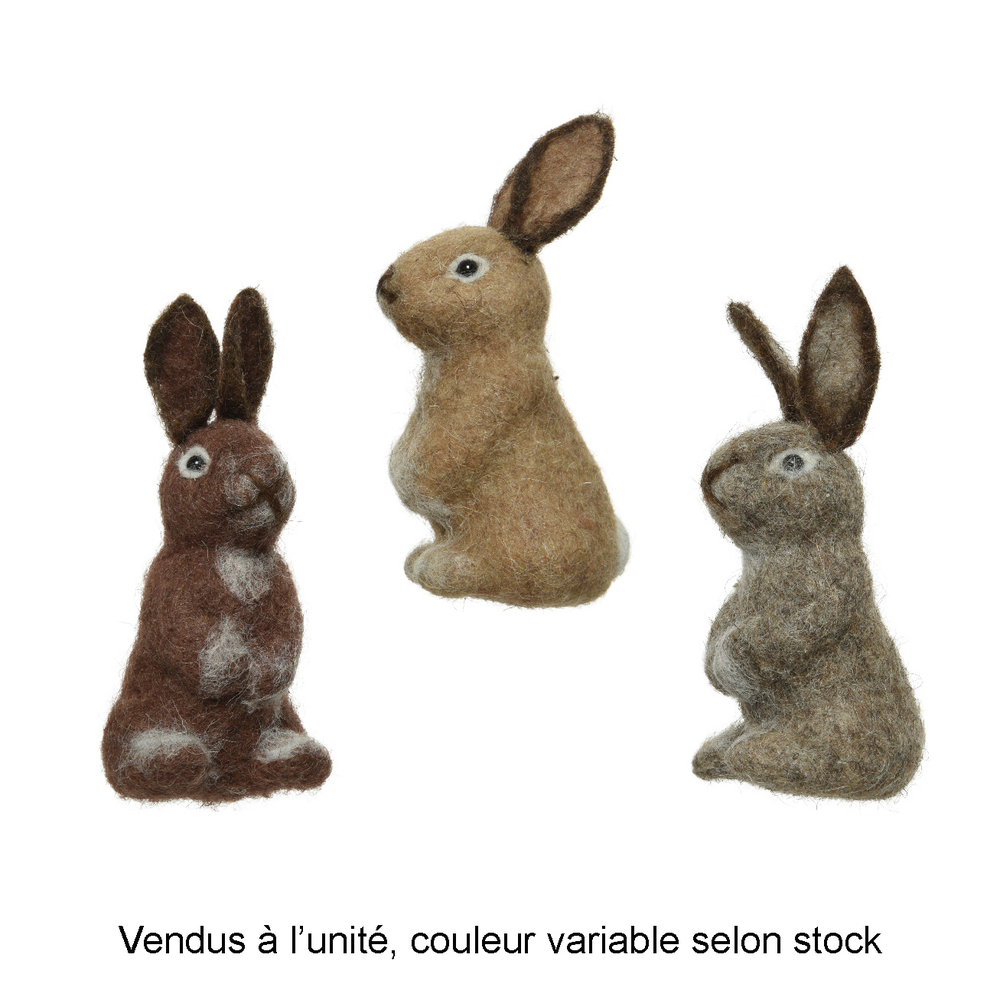 Suspension de Noël en laine : lapin, coloris variables - H.13cm