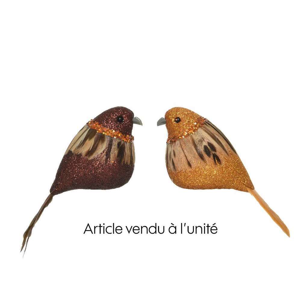 Suspension pour sapin de Noël Oiseau en mousse pailletés H.6,5cm