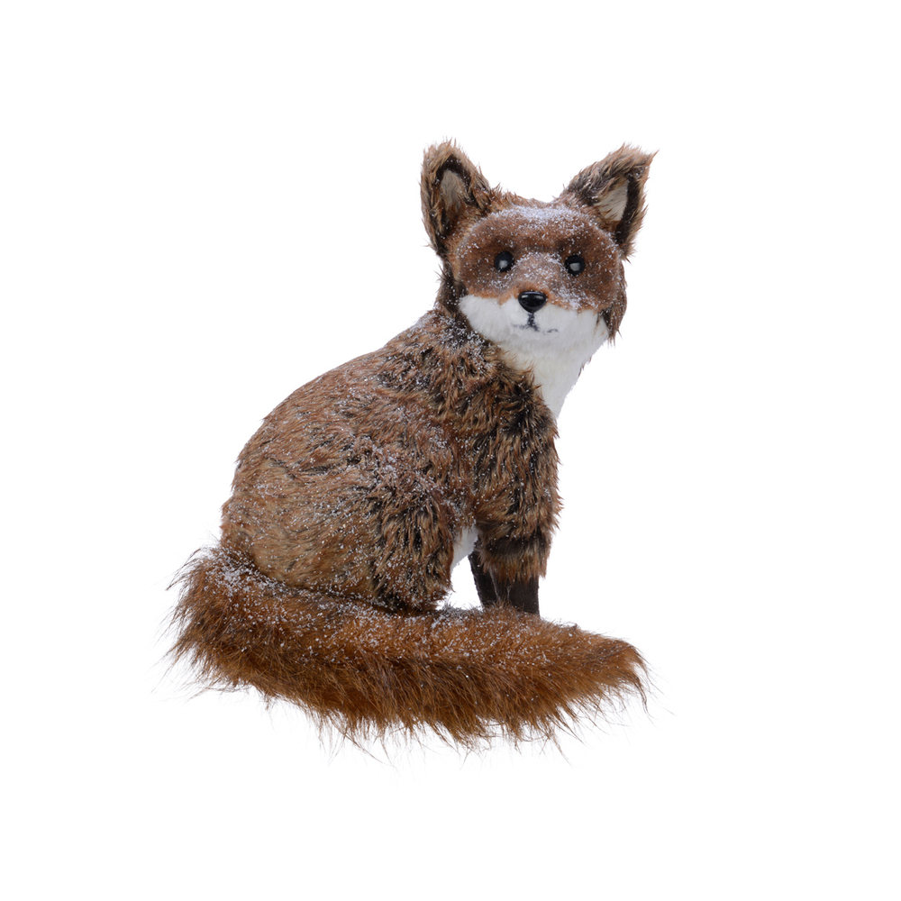 Renard en polyrésine brun pour décoration de Noël H.42cm 