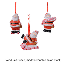 Suspension pour sapin, terre cuite : père Noël, modèles variés - H.8cm