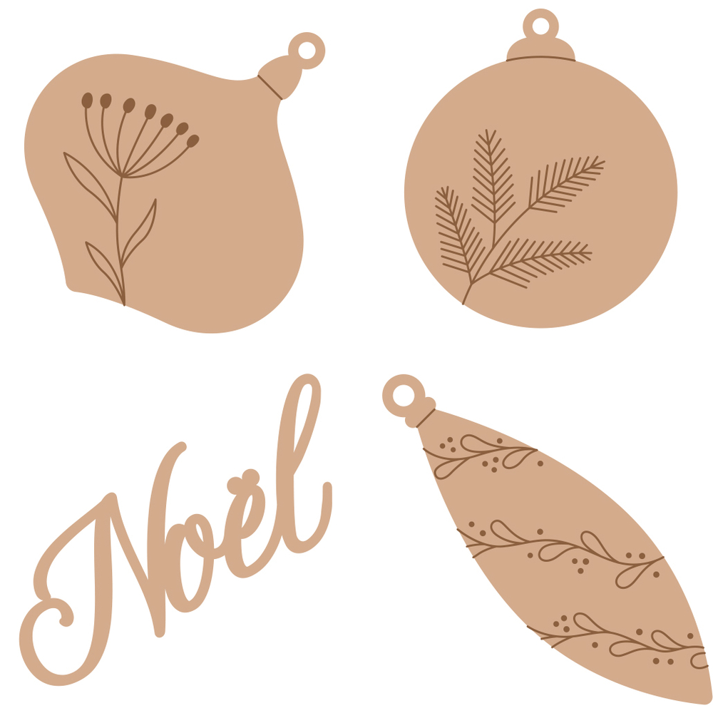 Set de 12 mini-silhouettes en bois, forme de boules Splendid Xmas