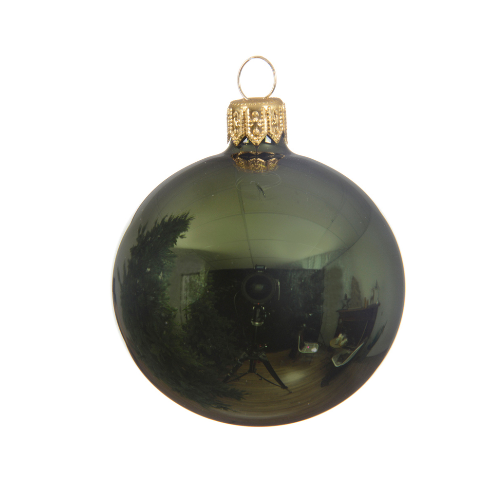 Boule de Noël verre brillant - D.10cm vert pin