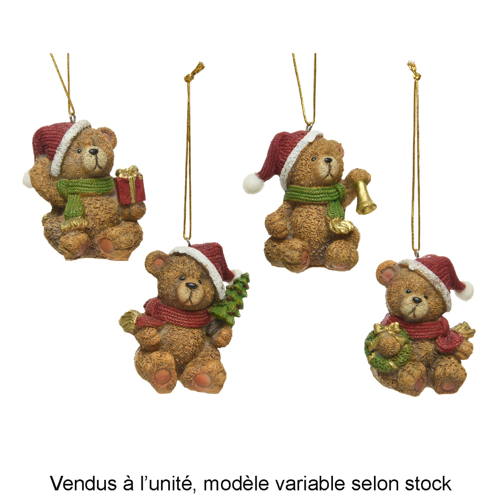 Suspension de Noël : ours en résine, coloris brun H.4,4cm