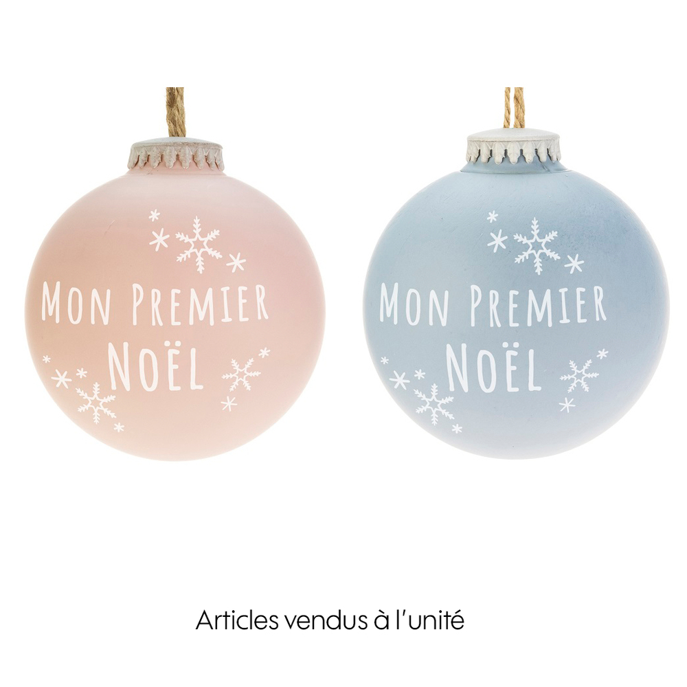 Boule de Noël en bioplastique bleu/rose 