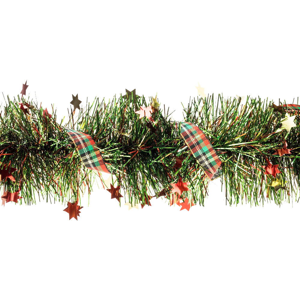 Guirlande verte étoiles rouges et or 200cm