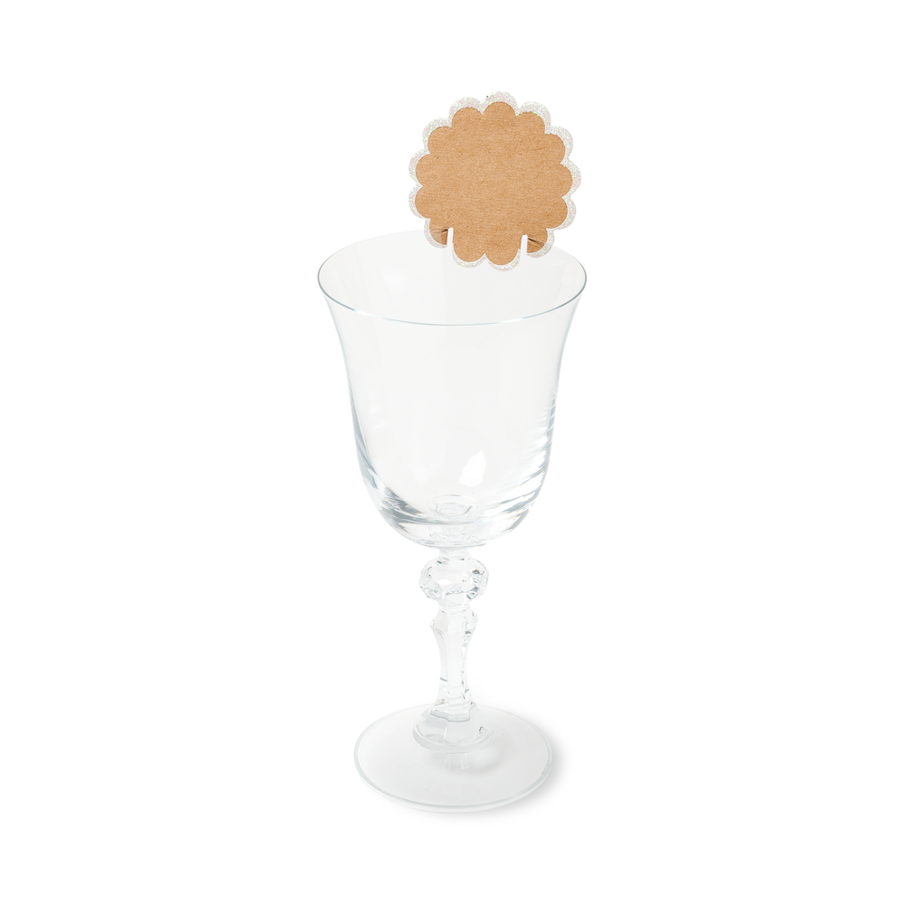 8 marque-verres Feston kraft et blanc - D.6cm
