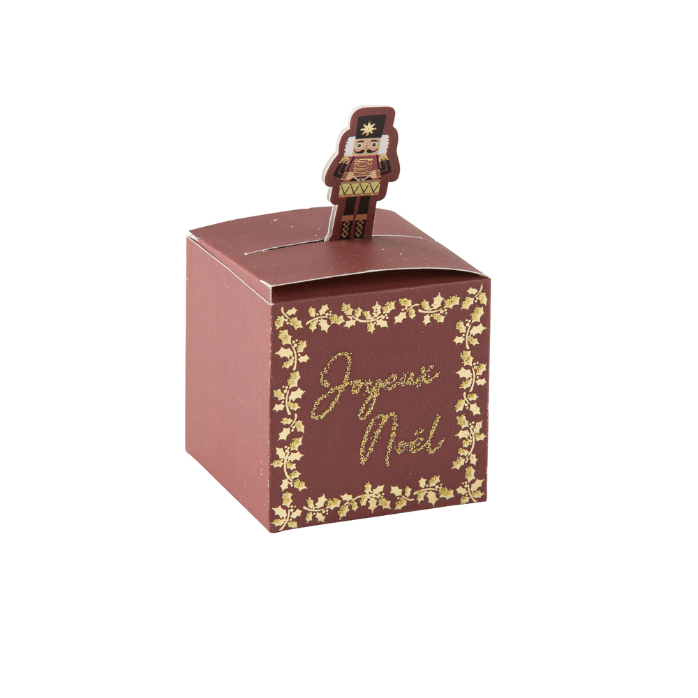 8 contenants Joyeux Noël Casse-noisette bordeaux, or et paillettes or