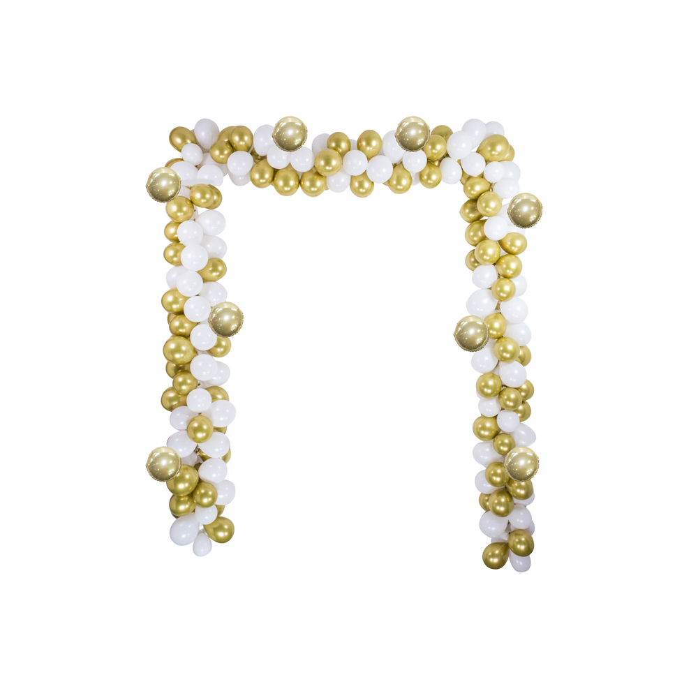 Arche ballons or et blanc 