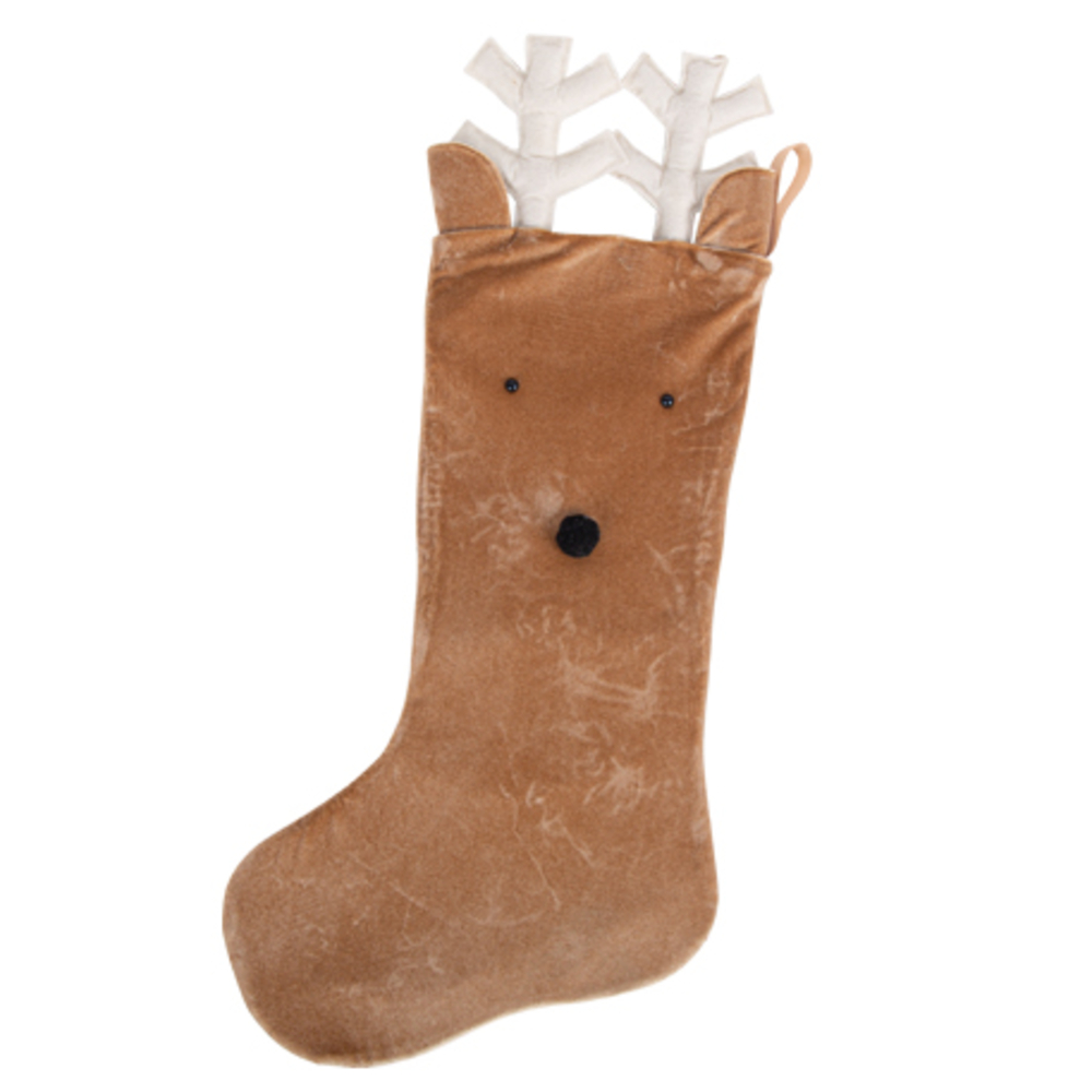 Botte Rudolph en velours camel et crème - 57x27cm