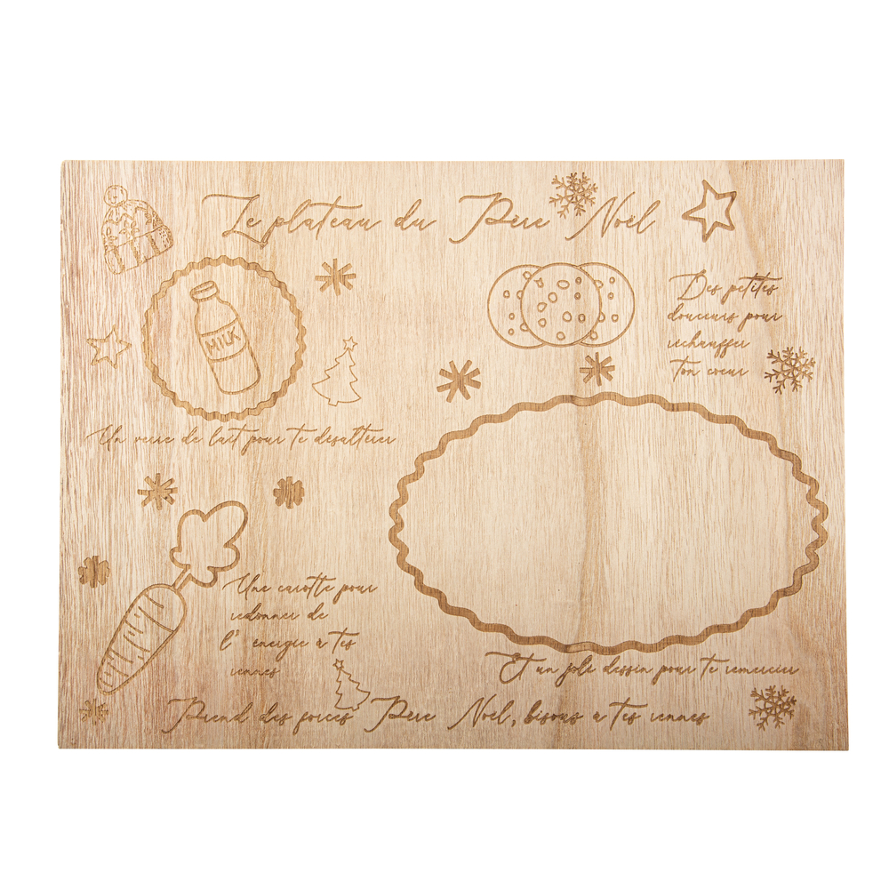 Plateau du Père Noël en bois - 30x40x0,7cm