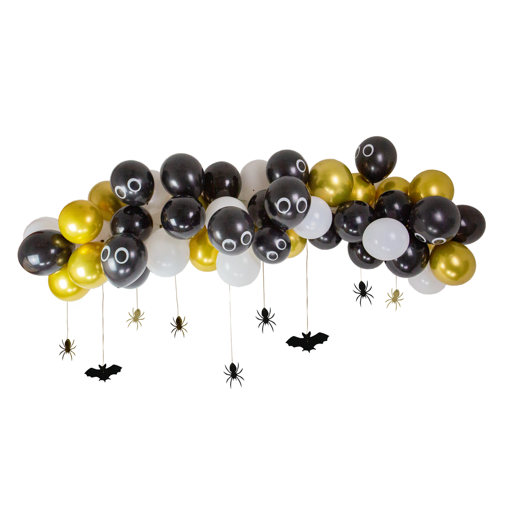 Arche Halloween 42 ballons avec Araignées et Chauves-souris suspendues