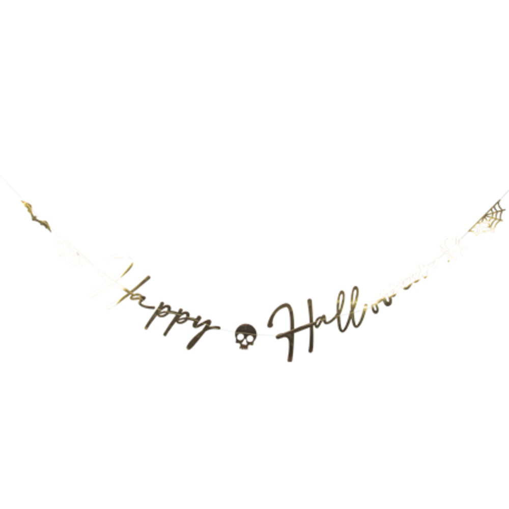 Guirlande Happy Halloween papier Métal Or - 2m