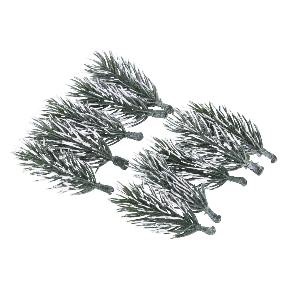 10 jolies branches de sapin enneigées - 6cm