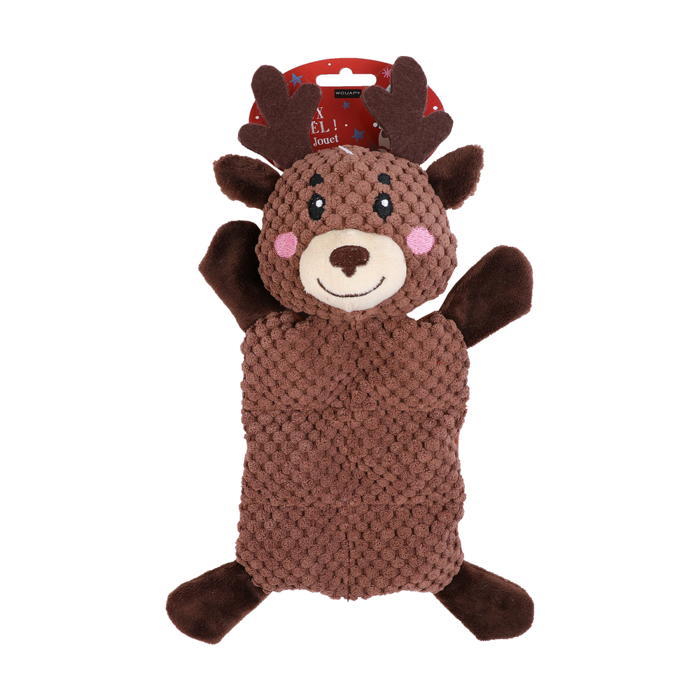 Jouet peluche plate cerf avec sifflet pour chien