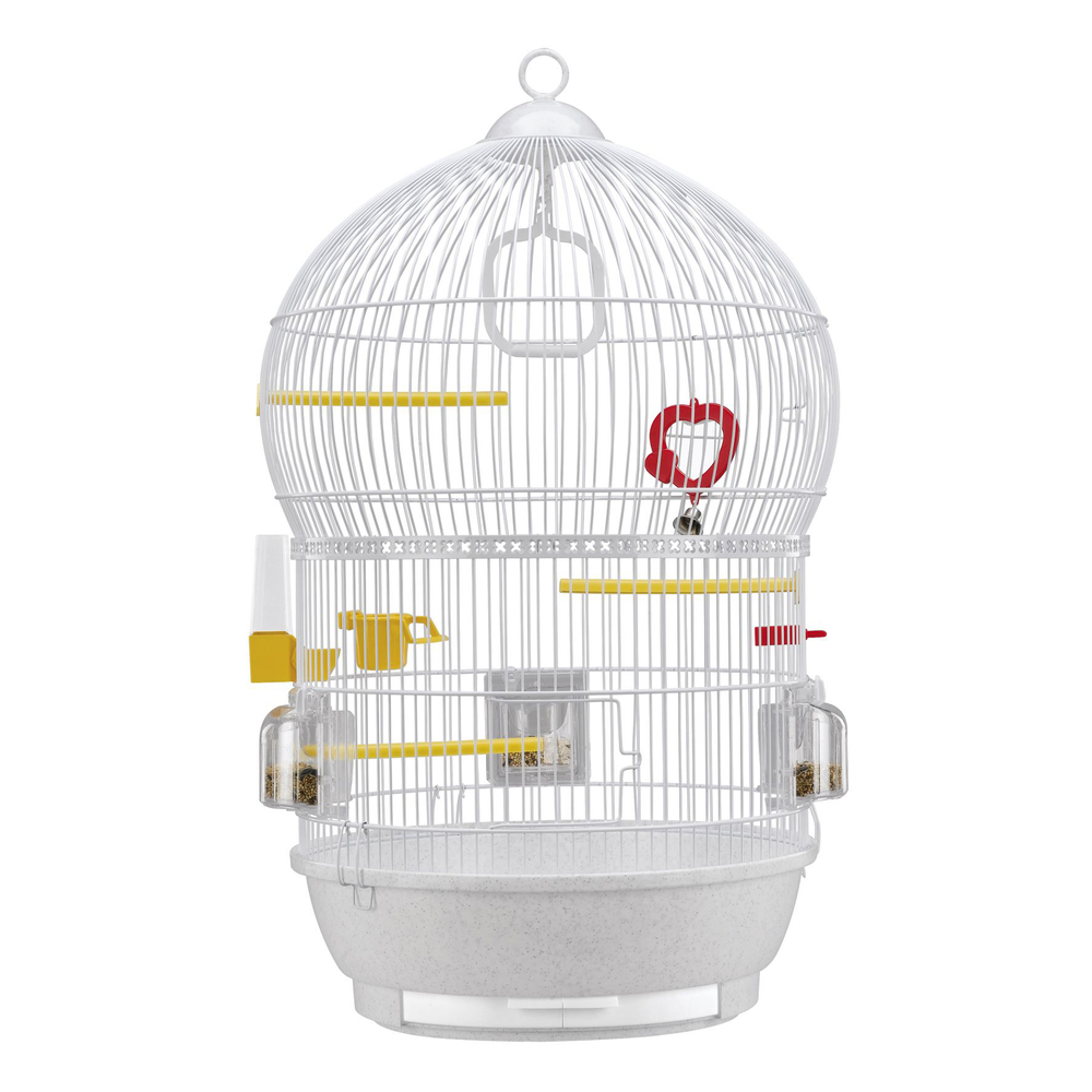 Cage Bali ronde blanche en fer pour oiseaux H. 68.5 D. 43.5 cm