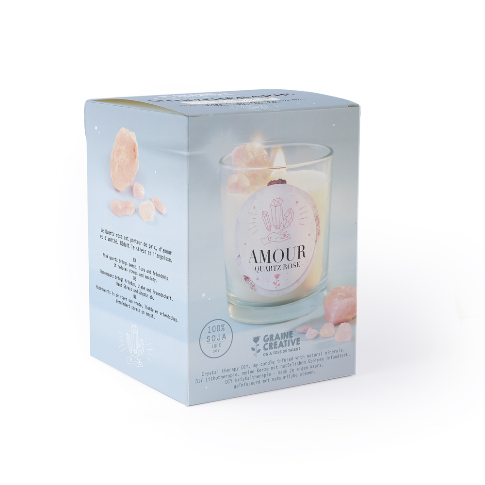 Kit bougie DIY de Lithothérapie Quartz Rose